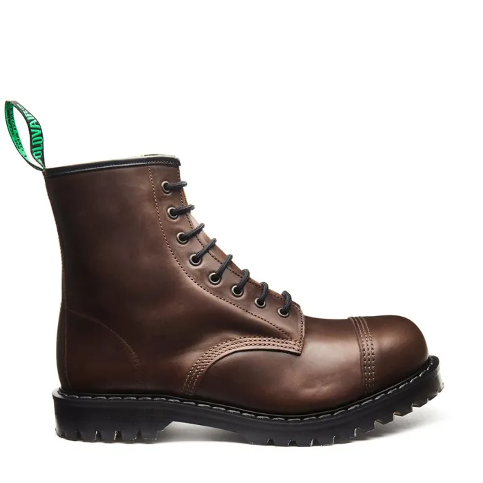 Men Solovair Steel Toe Boots Gaucho Crazy Horse 8 Eye Steel Toe Derby Boot