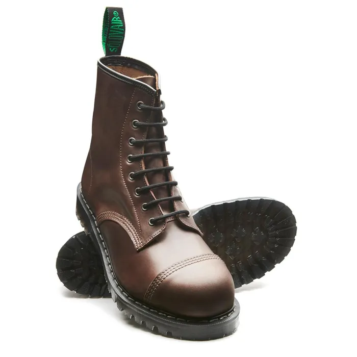 Men Solovair Steel Toe Boots Gaucho Crazy Horse 8 Eye Steel Toe Derby Boot