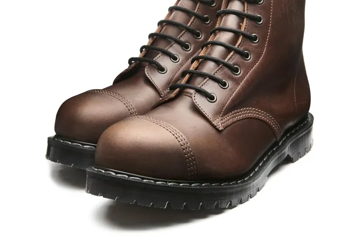 Men Solovair Steel Toe Boots Gaucho Crazy Horse 8 Eye Steel Toe Derby Boot