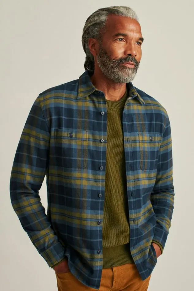 Men Stretch Flannel Shirt Teton Lake Plaid Bonobos Overshirts