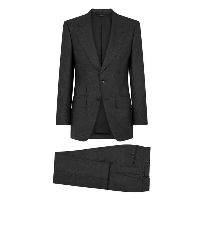 Men Suits Tom Ford Canvas Check Shelton Suit Dark Grey