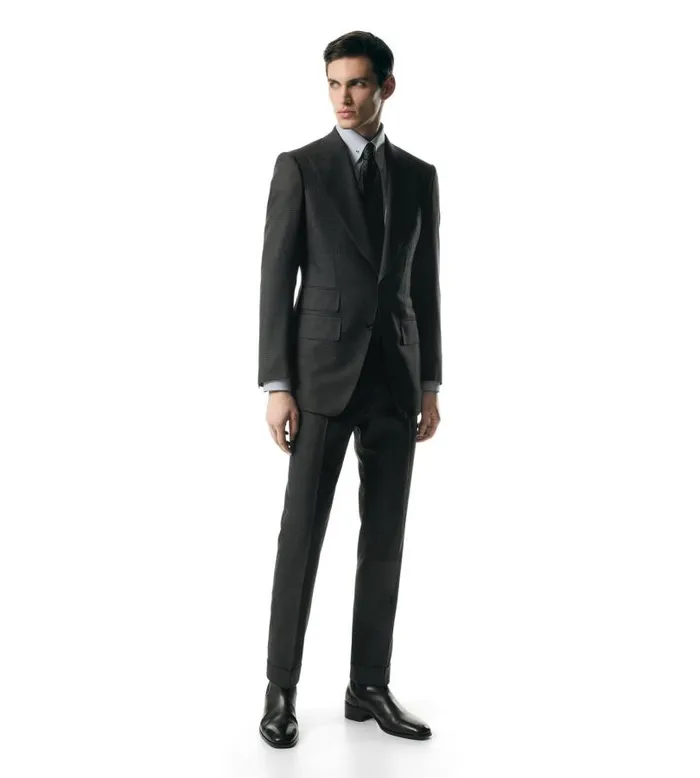 Men Suits Tom Ford Canvas Check Shelton Suit Dark Grey Men Suits Tom Ford Canvas Check Shelton Suit Dark Grey