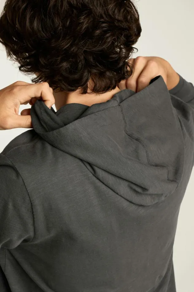 Men Sun Faded Hoodie Black Oyster Bonobos Sweatshirts and Fleece