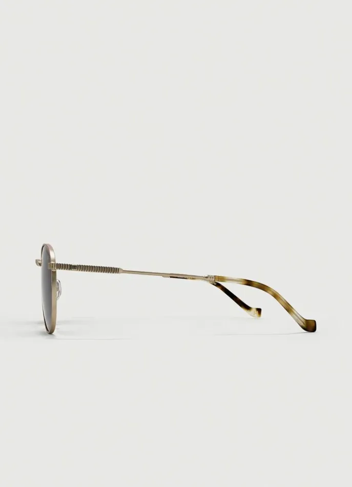Men Sunglasses Hackett London Round Sunglasses Matt Lt Gold