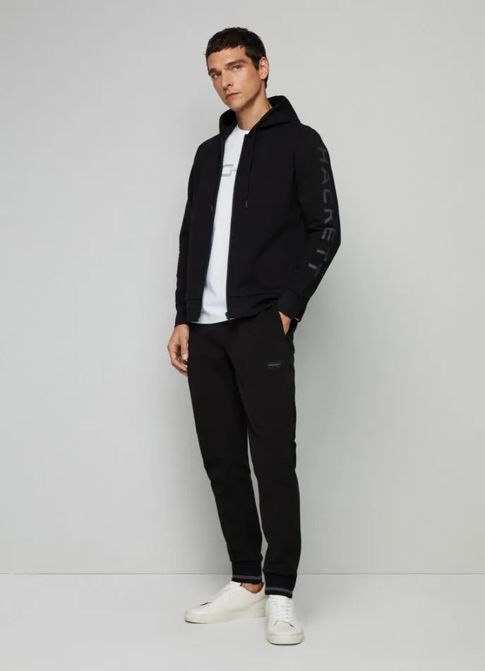 Men Sweatshirts Hackett London Classic Fit Full Zip Hoodie Black