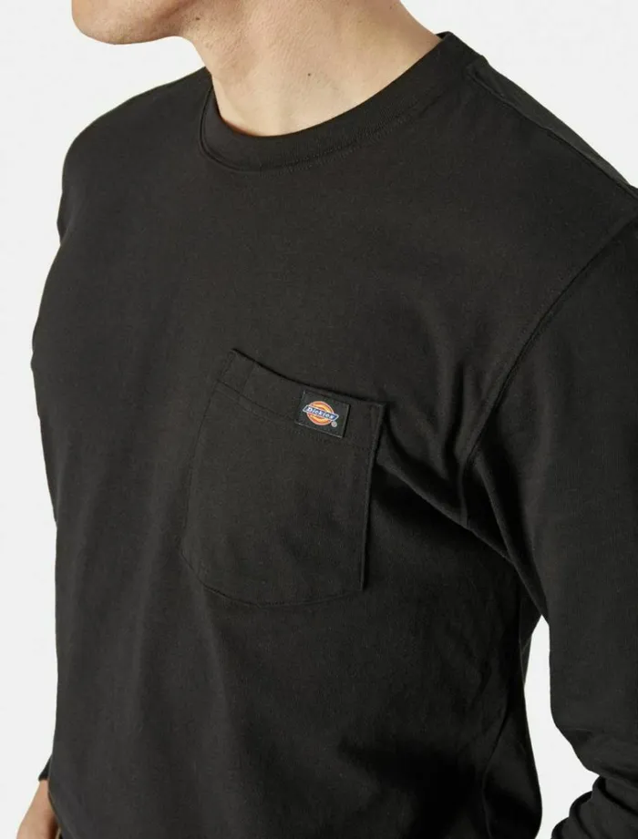 Men TShirts Dickies Long Sleeve Pocket Tee Black