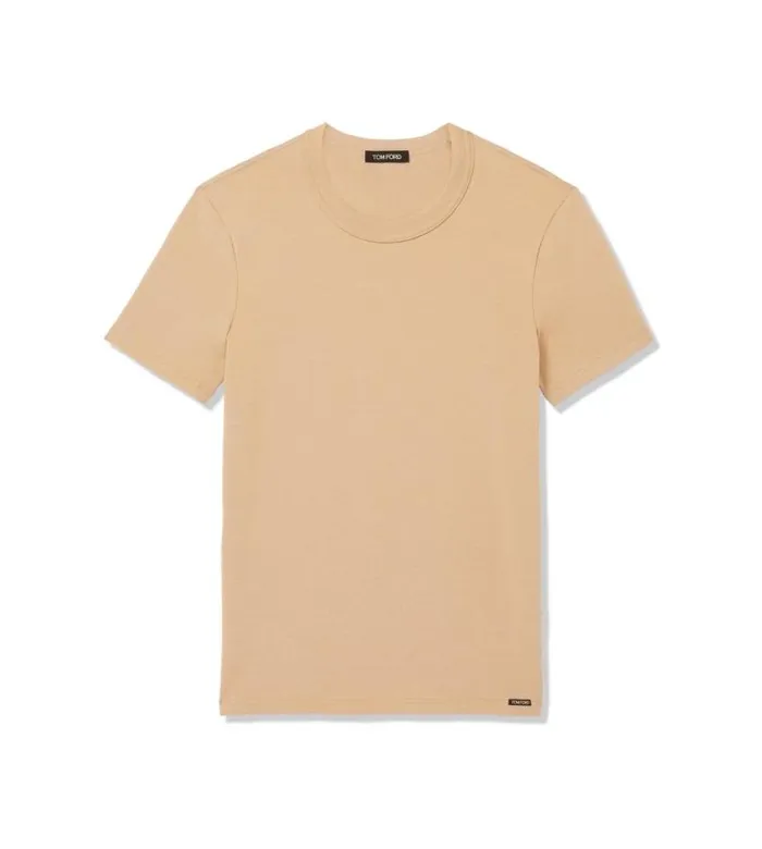 Men TSHIRTS Tom Ford Cotton Crewneck TShirt Nude 1