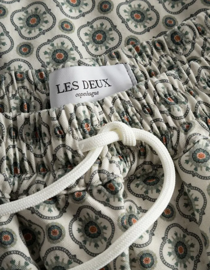 Men Tapestry Shorts 8211 IvoryLight Jade Green Les Deux Shorts
