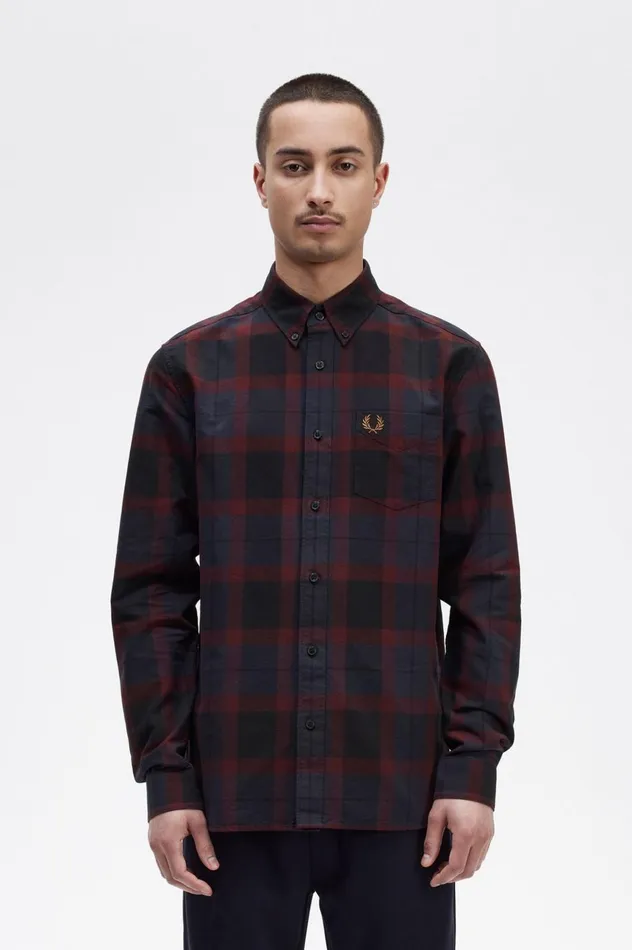 Men Tartan Shirt Oxblood Fred Perry Shirts