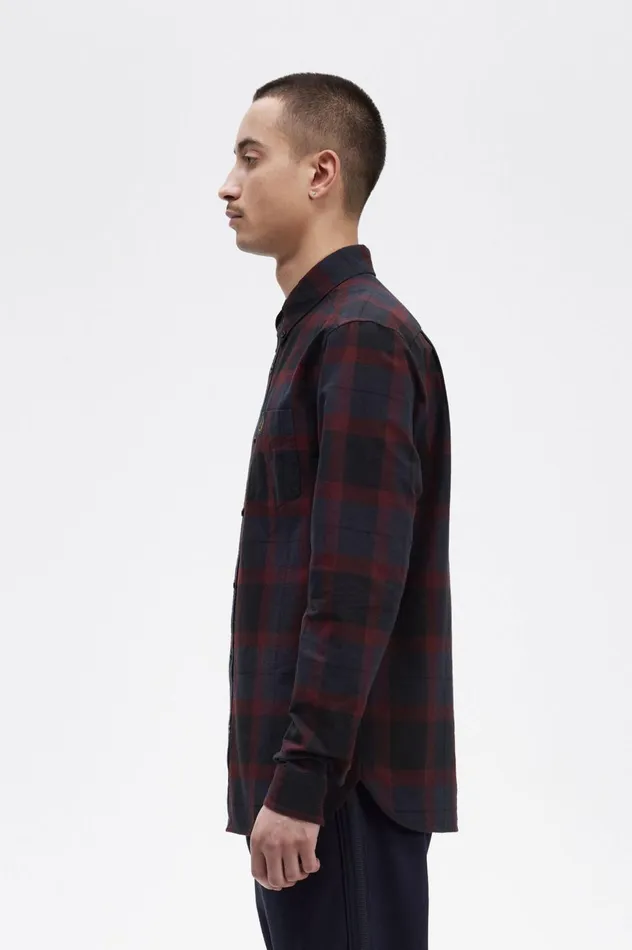 Men Tartan Shirt Oxblood Fred Perry Shirts