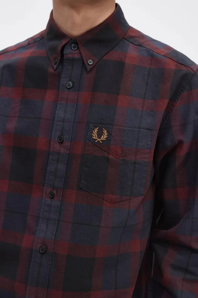 Men Tartan Shirt Oxblood Fred Perry Shirts