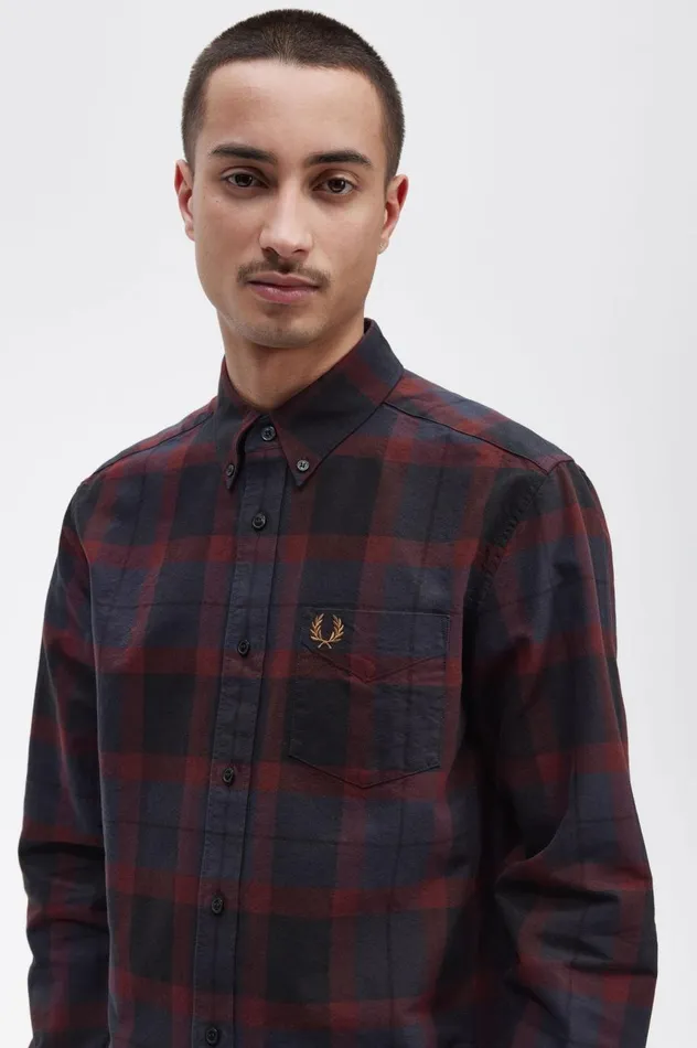 Men Tartan Shirt Oxblood Fred Perry Shirts