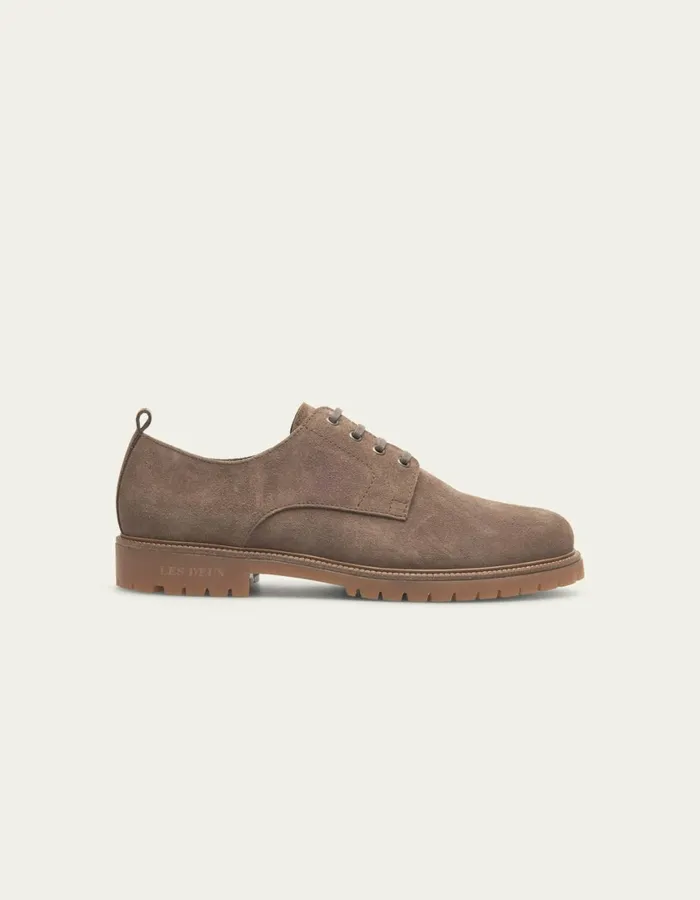 Men Taylor Suede Derby Shoe 8211 Walnut Les Deux Shoes
