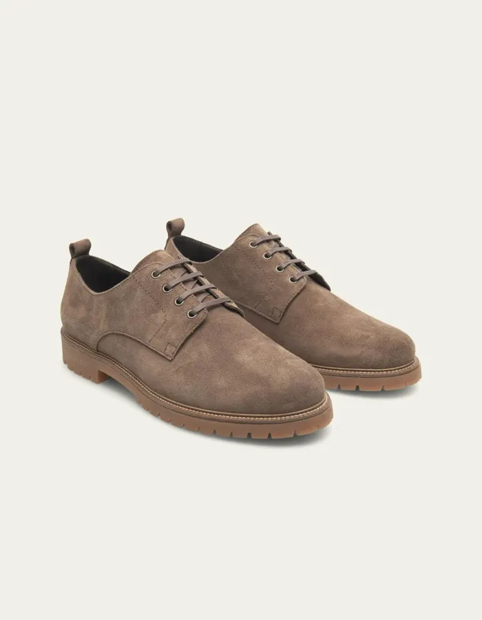 Men Taylor Suede Derby Shoe 8211 Walnut Les Deux Shoes