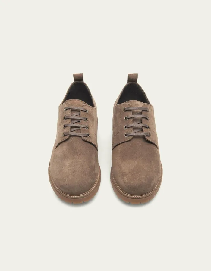 Men Taylor Suede Derby Shoe 8211 Walnut Les Deux Shoes