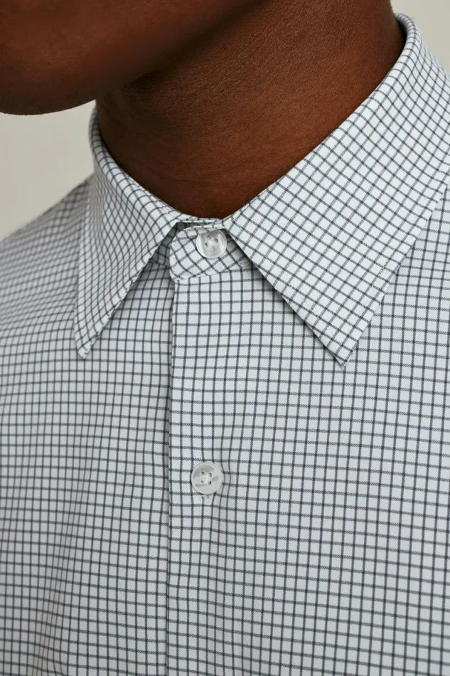 Men Tech Button Down Shirt Blue White Grid Check Bonobos Business Casual Shirts