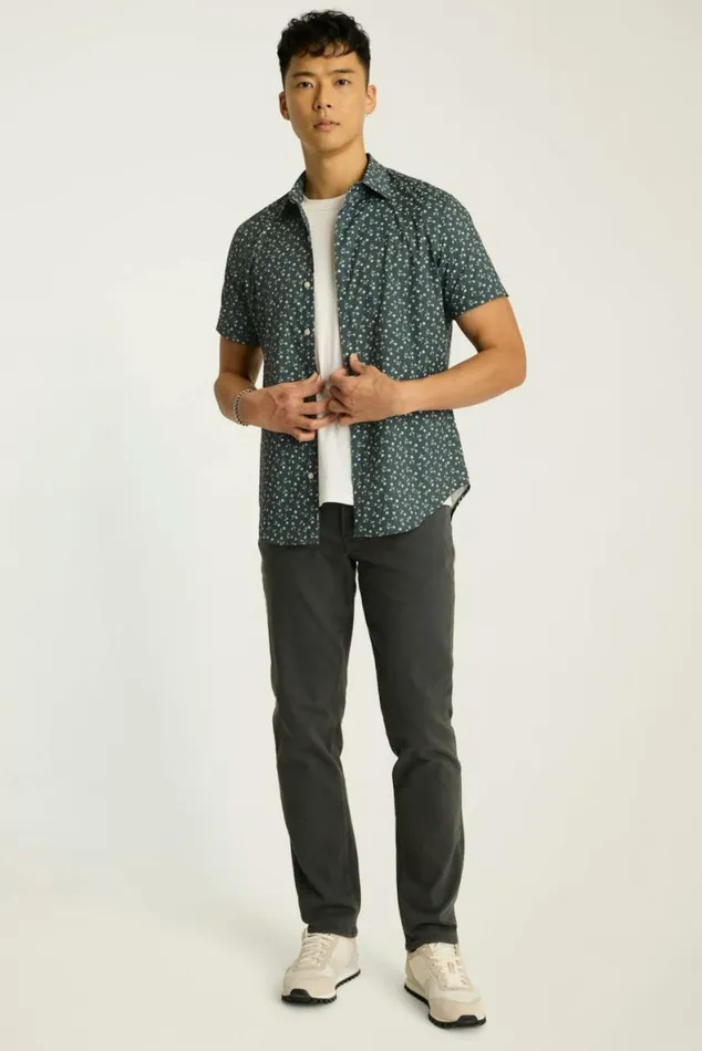 Men Tech Short Sleeve Shirt Smoky Blue Garden Bonobos Short Sleeve Shirts