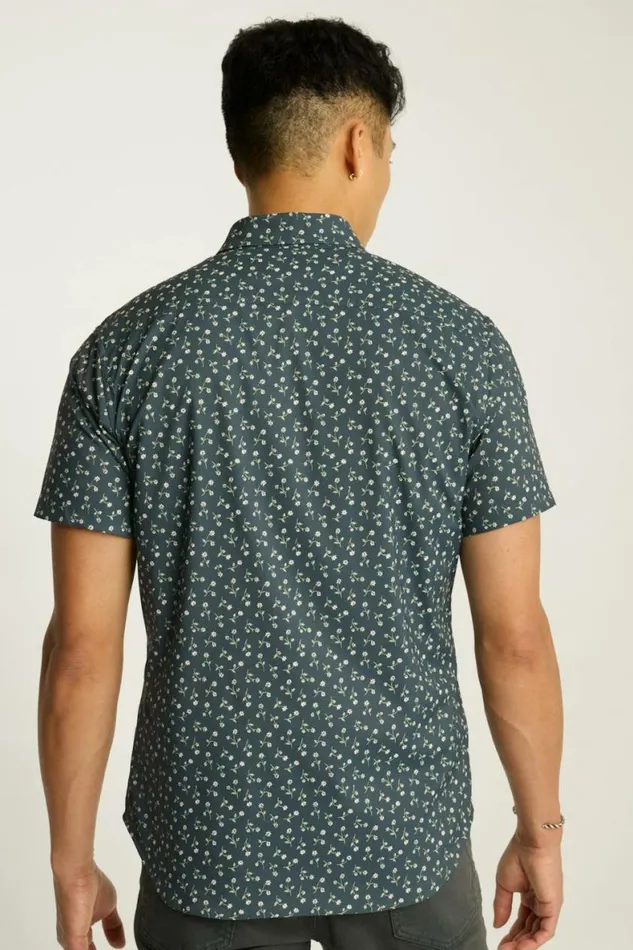 Men Tech Short Sleeve Shirt Smoky Blue Garden Bonobos Short Sleeve Shirts