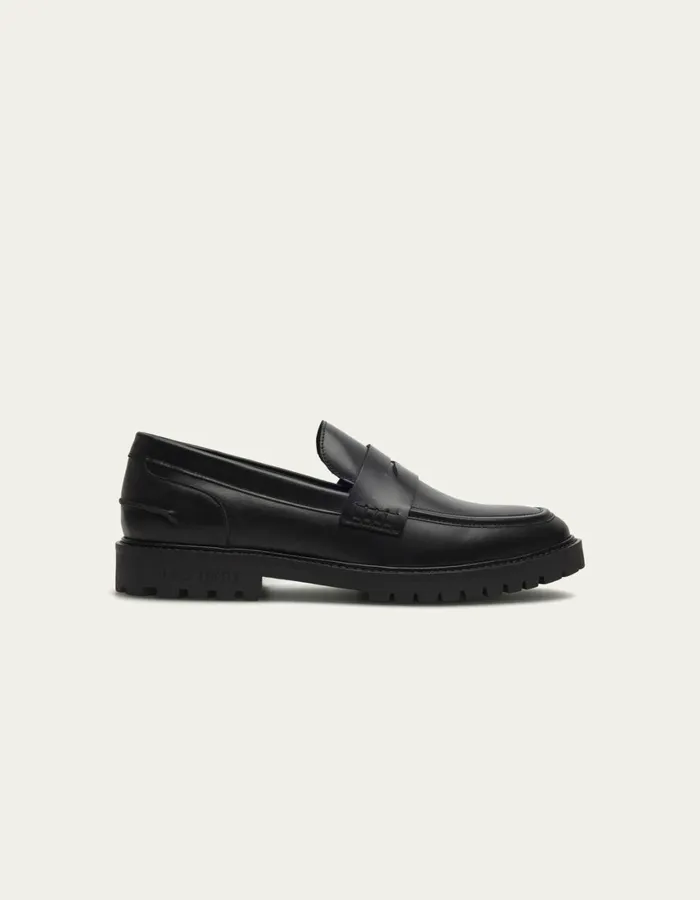 Men Thatcher Leather Penny Loafer 8211 BlackBlack Les Deux Shoes