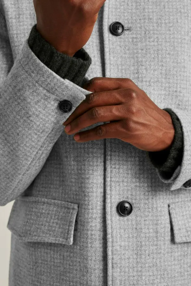 Men The Italian Wool Car Coat Grey Houndstooth Bonobos Jackets and Coats
