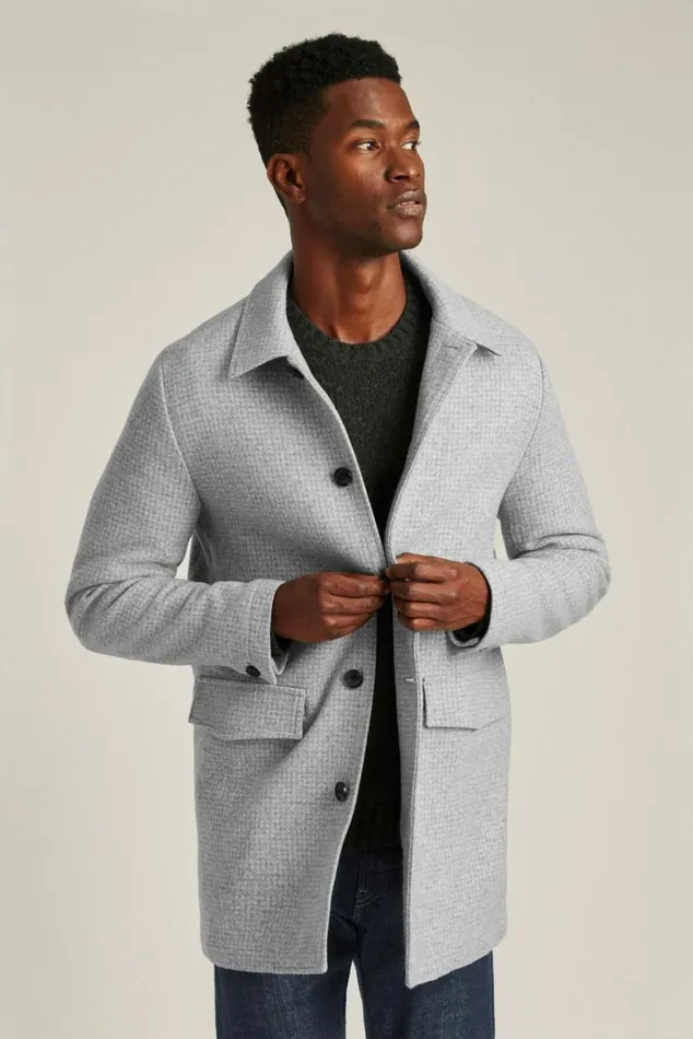 Men The Italian Wool Car Coat Grey Houndstooth Bonobos Jackets and Coats