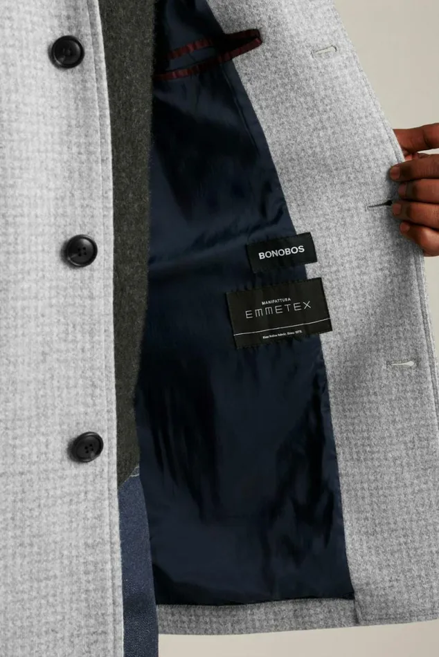 Men The Italian Wool Car Coat Grey Houndstooth Bonobos Jackets and Coats