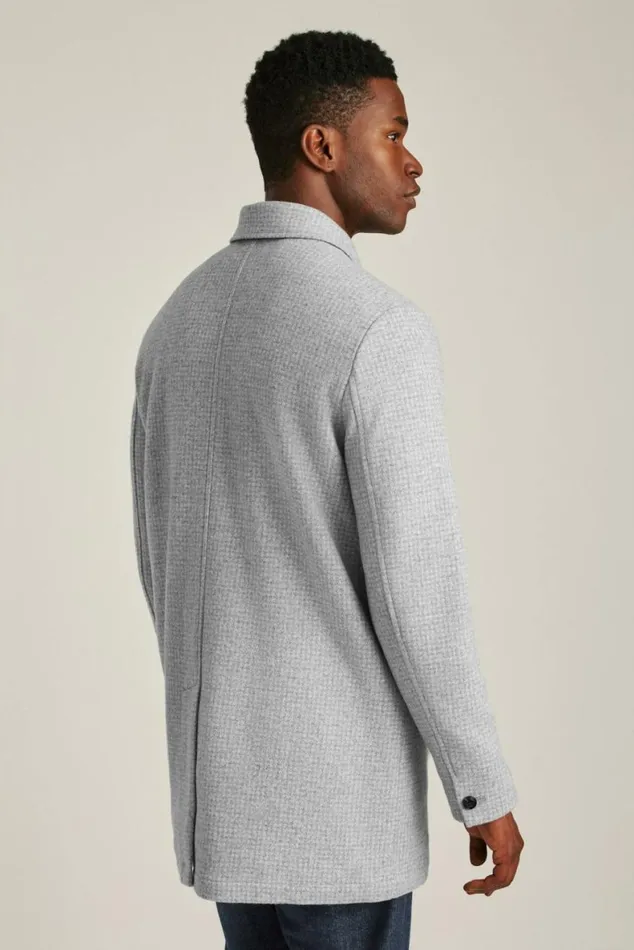 Men The Italian Wool Car Coat Grey Houndstooth Bonobos Jackets and Coats