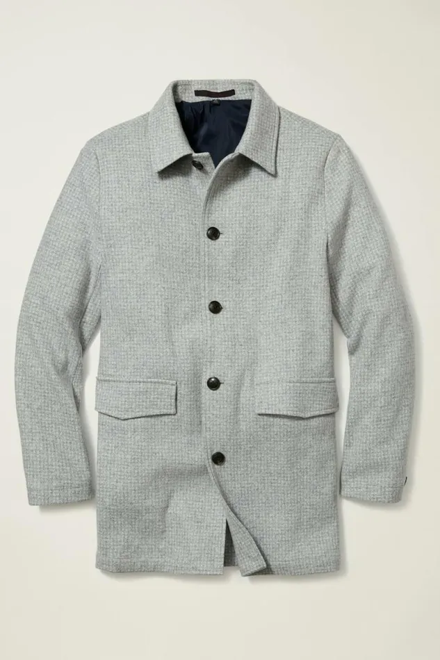 Men The Italian Wool Car Coat Grey Houndstooth Bonobos Jackets and Coats