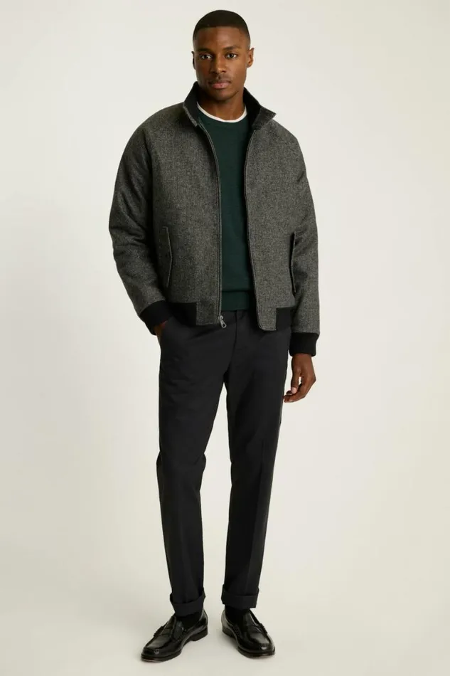 Men The Italian Wool Harrington Jacket Gray Bonobos Jackets and Coats