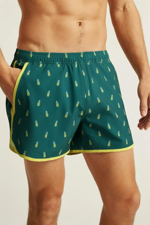 Men Throwback Swim Trunks Green Pineapple Party Bonobos Swim Trunks