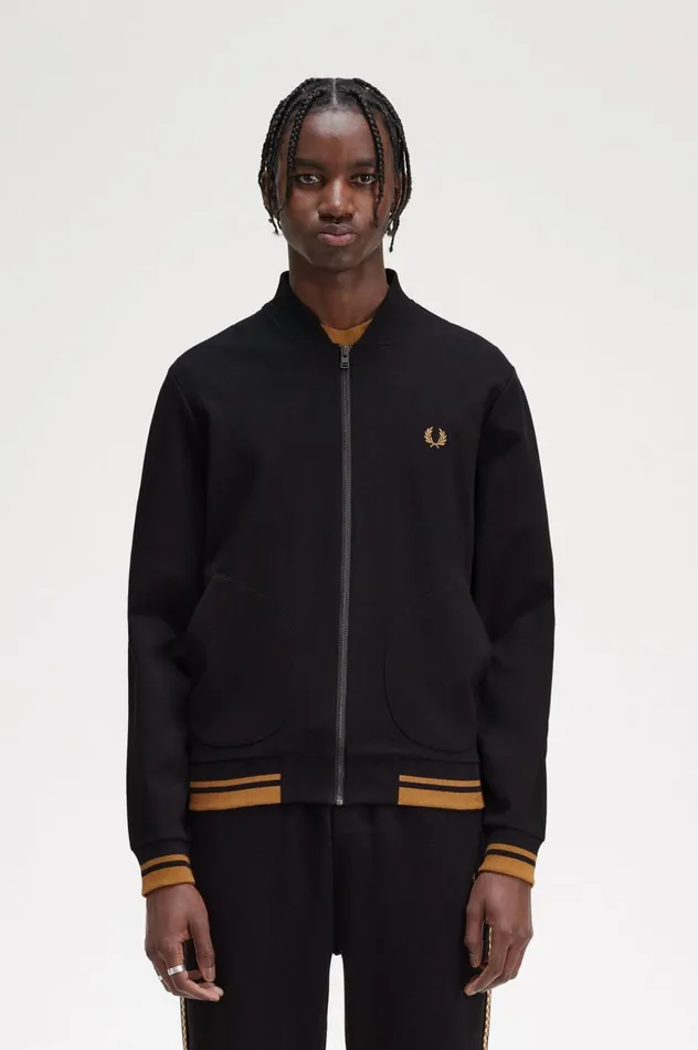 Men Tipped Detail Track Jacket Black Fred Perry Track Jackets