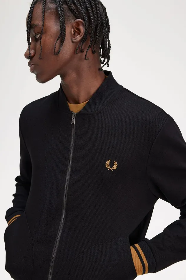 Men Tipped Detail Track Jacket Black Fred Perry Track Jackets