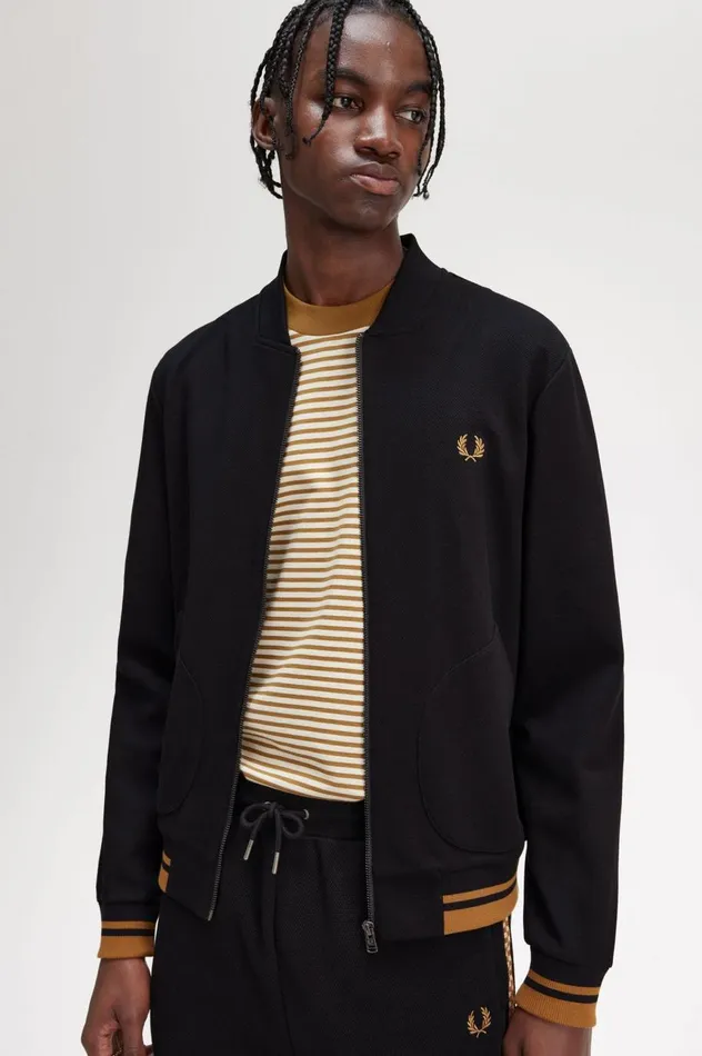 Men Tipped Detail Track Jacket Black Fred Perry Track Jackets