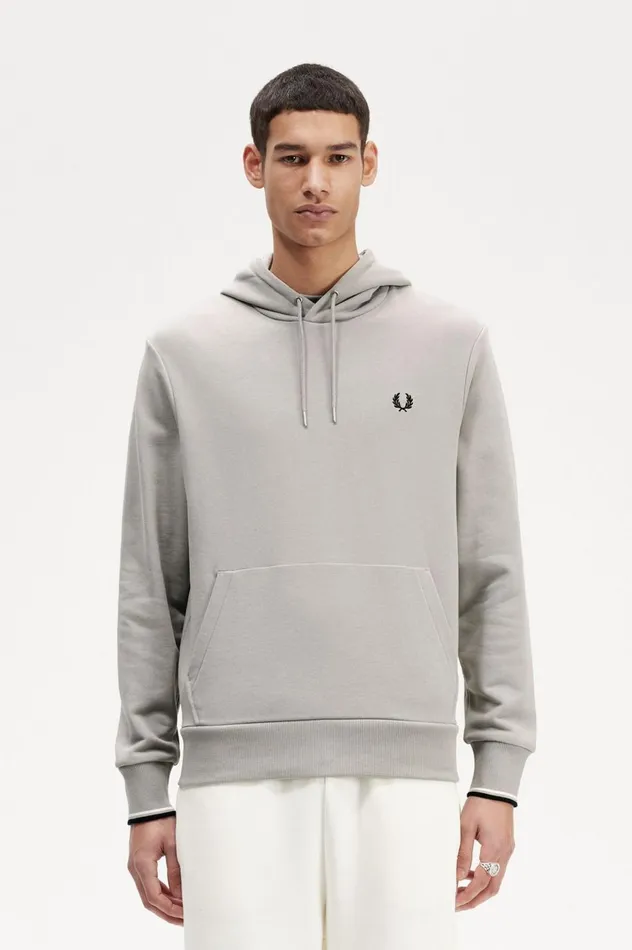 Men Tipped Hooded Sweatshirt Limestone Fred Perry Sweatshirts