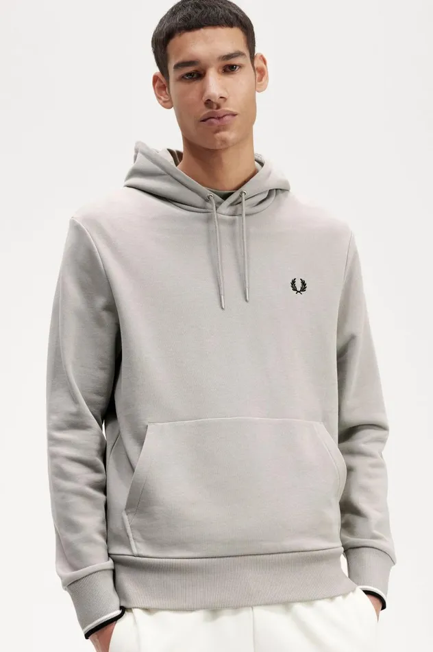 Men Tipped Hooded Sweatshirt Limestone Fred Perry Sweatshirts