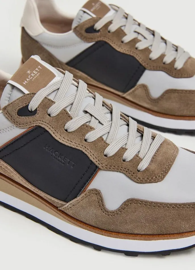 Men Trainers Hackett London Casual Suede Trainers Taupe Beige