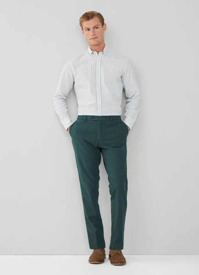 Men Trousers and Chinos Hackett London Slim Fit Piqu Chinos Bottle Green
