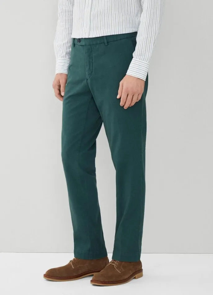 Men Trousers and Chinos Hackett London Slim Fit Piqu Chinos Bottle Green