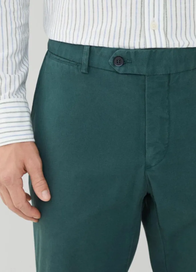 Men Trousers and Chinos Hackett London Slim Fit Piqu Chinos Bottle Green