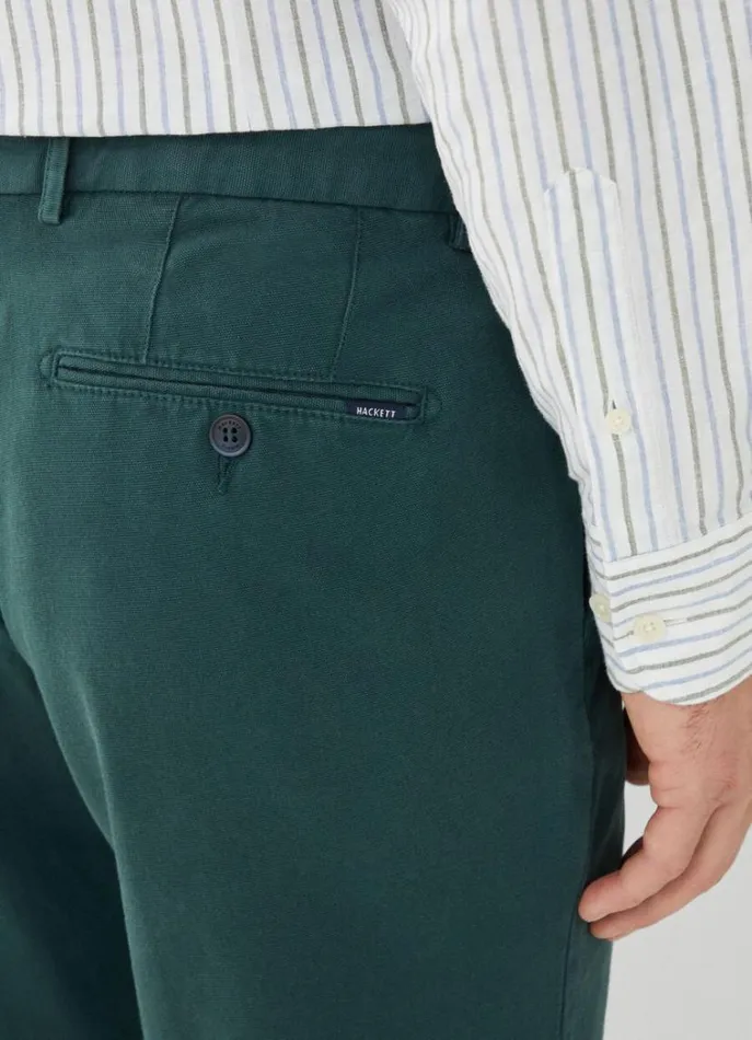Men Trousers and Chinos Hackett London Slim Fit Piqu Chinos Bottle Green