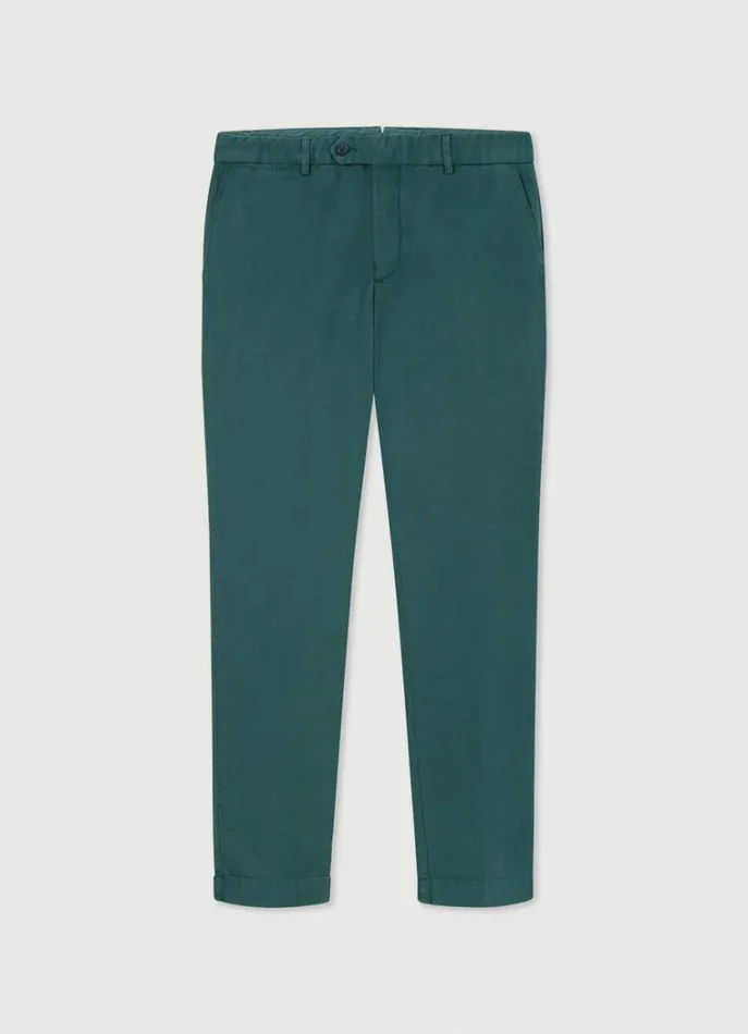 Men Trousers and Chinos Hackett London Slim Fit Piqu Chinos Bottle Green
