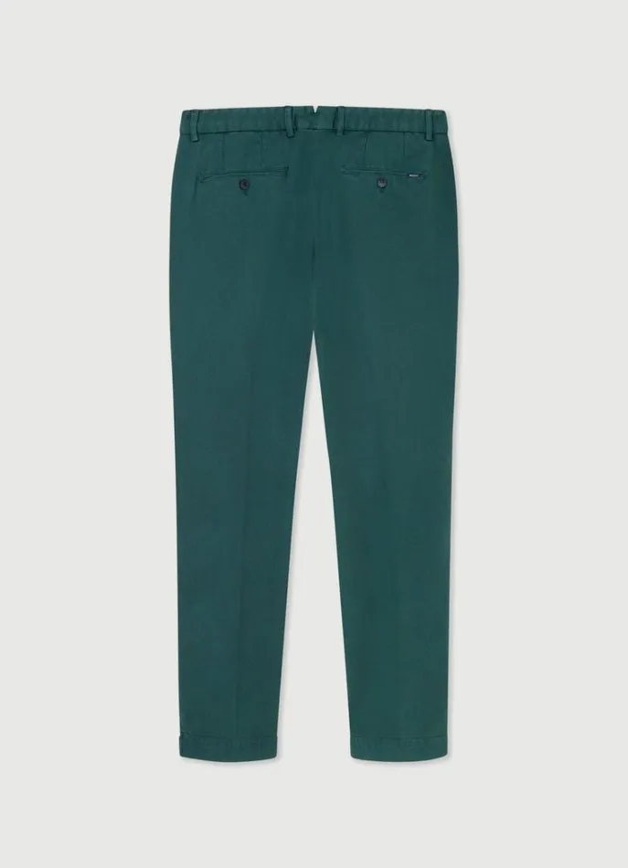 Men Trousers and Chinos Hackett London Slim Fit Piqu Chinos Bottle Green