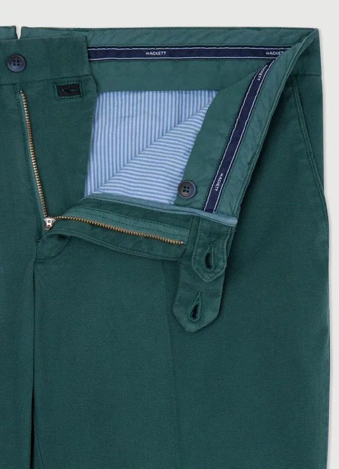 Men Trousers and Chinos Hackett London Slim Fit Piqu Chinos Bottle Green