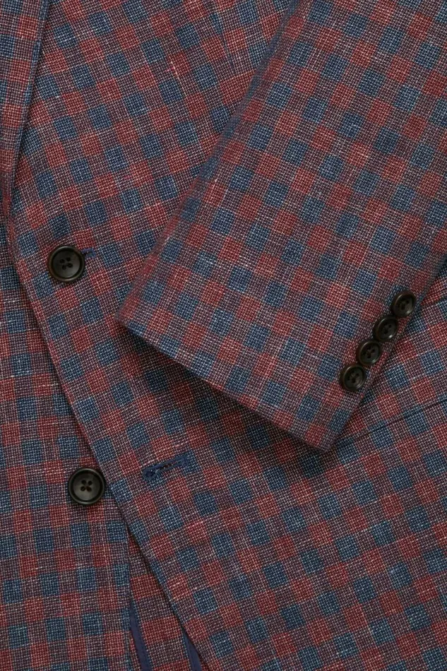 Men Unconstructed Italian Linen Blazer Red Blue Gingham Bonobos Blazers and Sport Coats