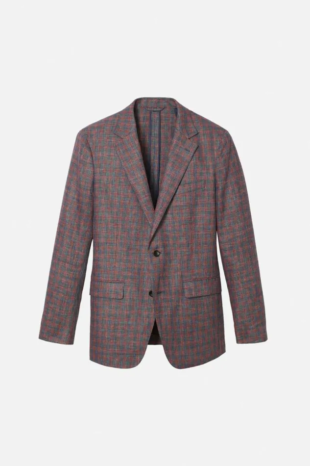 Men Unconstructed Italian Linen Blazer Red Blue Gingham Bonobos Blazers and Sport Coats
