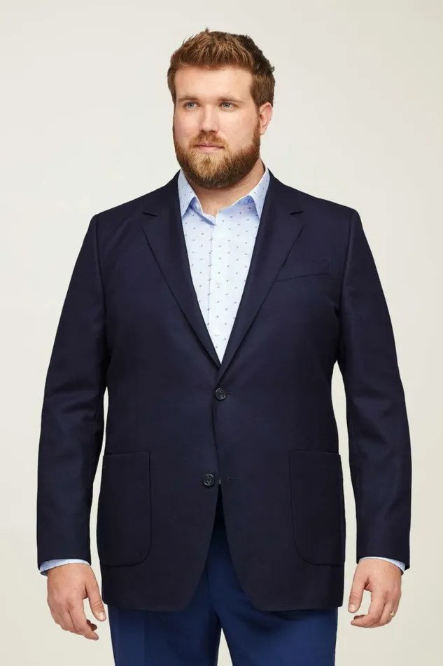Men Unconstructed Italian Wool Blazer Extended Sizes Navy Bonobos Blazers and Sport Coats