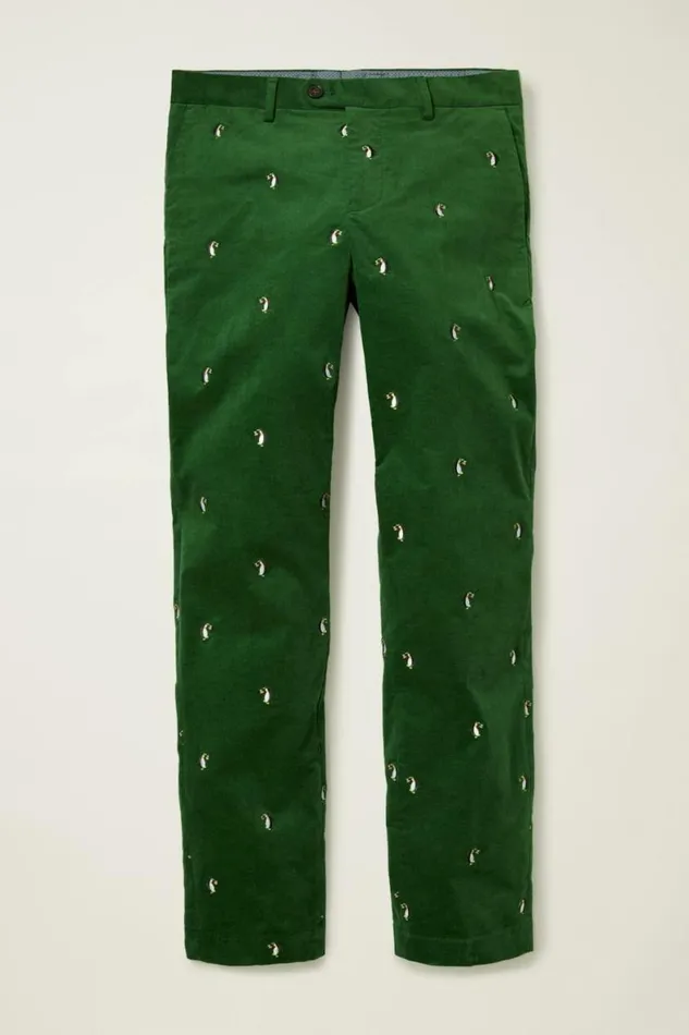 Men Velvet Trousers Penguin Party Bonobos Dress Pants