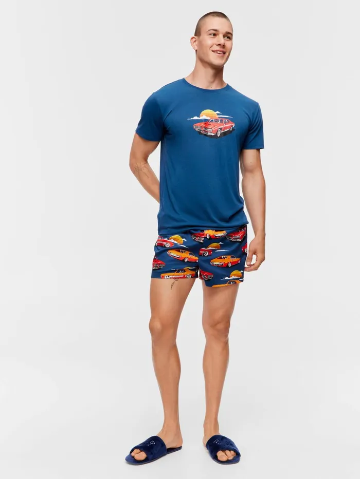 Men Vintage Car Tee Navy Peter Alexander Tops