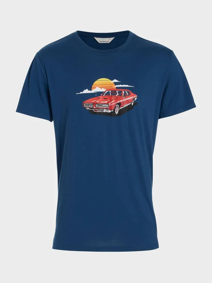 Men Vintage Car Tee Navy Peter Alexander Tops