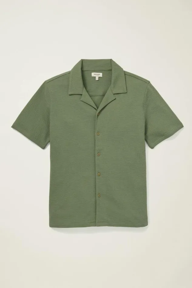 Men Waffle Cabana Shirt Fatigue Green Bonobos Casual Shirts